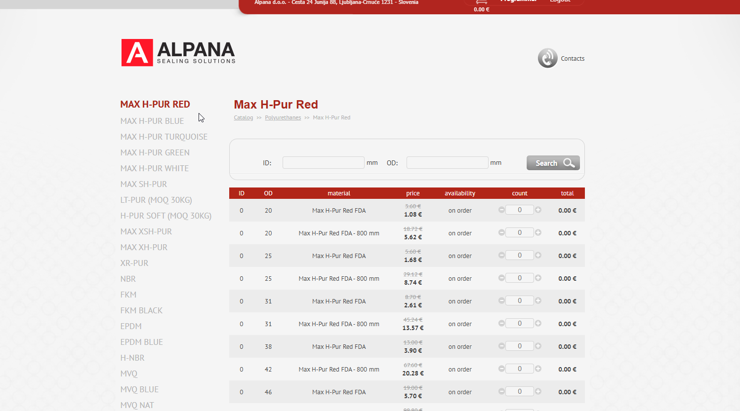 Alpana B2B ordering platform product search and pricing interface